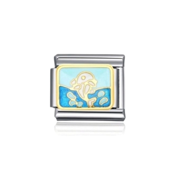 Italian Charmlink Dolphin Jumping in Water DIY Nomination Italian Charm Bracelet - Picture 1 of 12